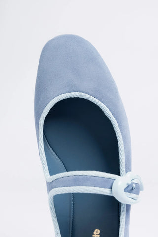 Verona Ballet Flat Niagara Blue Suede Ballet Larroudé