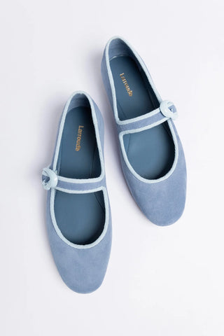 Verona Ballet Flat Niagara Blue Suede Ballet Larroudé