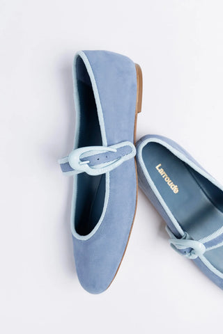 Verona Ballet Flat Niagara Blue Suede Ballet Larroudé