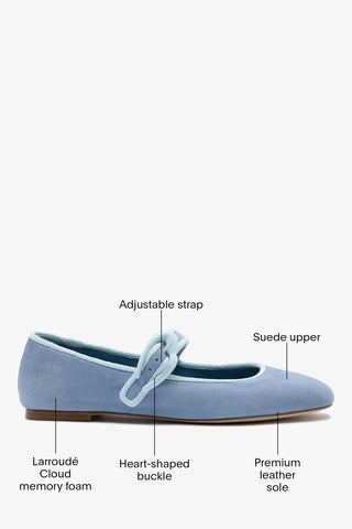 Verona Ballet Flat Niagara Blue Suede Ballet Larroudé
