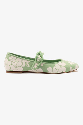 Verona Ballet Flat In Pistacchio Sakura Printed Suede