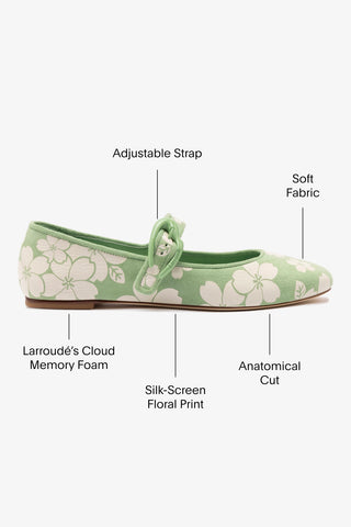 Verona Ballet Flat In Pistacchio Sakura Printed Suede