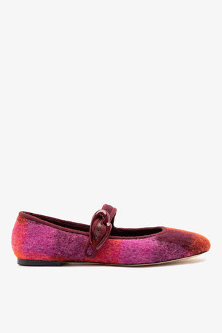 Verona Ballet Flat Plum Printed Felt Ballet Larroudé
