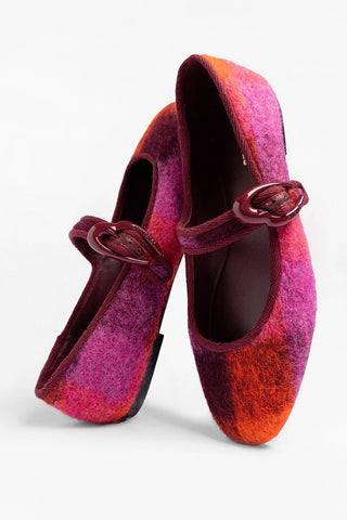 Verona Ballet Flat Plum Printed Felt Ballet Larroudé