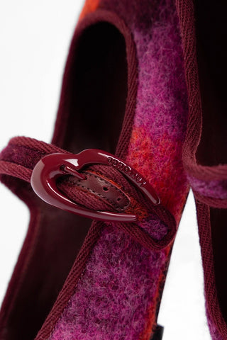 Verona Ballet Flat Plum Printed Felt Ballet Larroudé