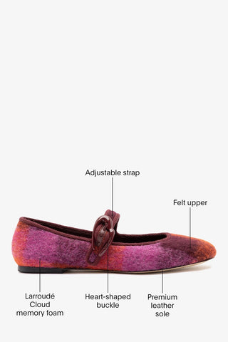 Verona Ballet Flat Plum Printed Felt Ballet Larroudé
