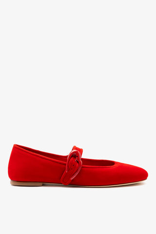 Verona Ballet Flat In Scarlet Suede