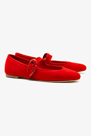 Verona Ballet Flat In Scarlet Suede