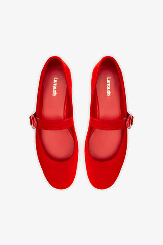 Verona Ballet Flat In Scarlet Suede