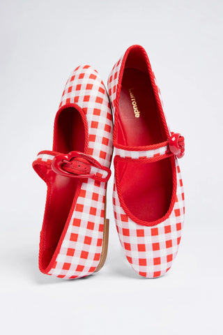 Verona Ballet Flat Scarlet Printed Fabric Ballet Larroudé
