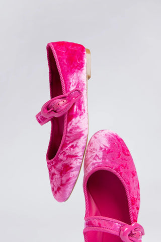 Verona Ballet Flat Pink Velvet Ballet Larroudé