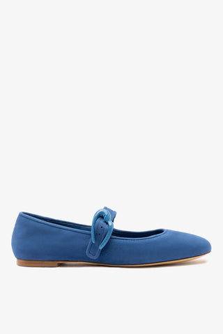 Verona Ballet Flat Blue Suede Ballet Larroudé
