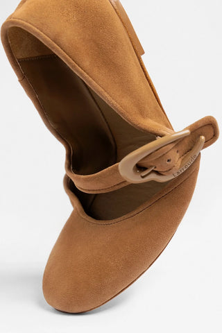 Verona Ballet Flat Tobacco Suede Ballet Larroudé