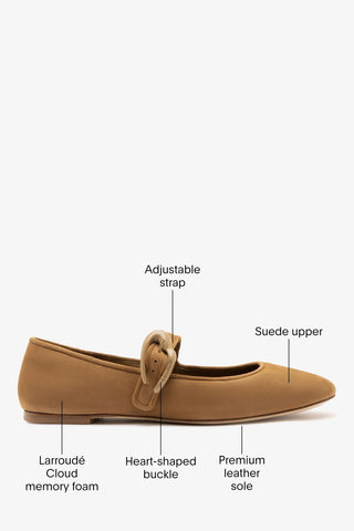Verona Ballet Flat Tobacco Suede Ballet Larroudé