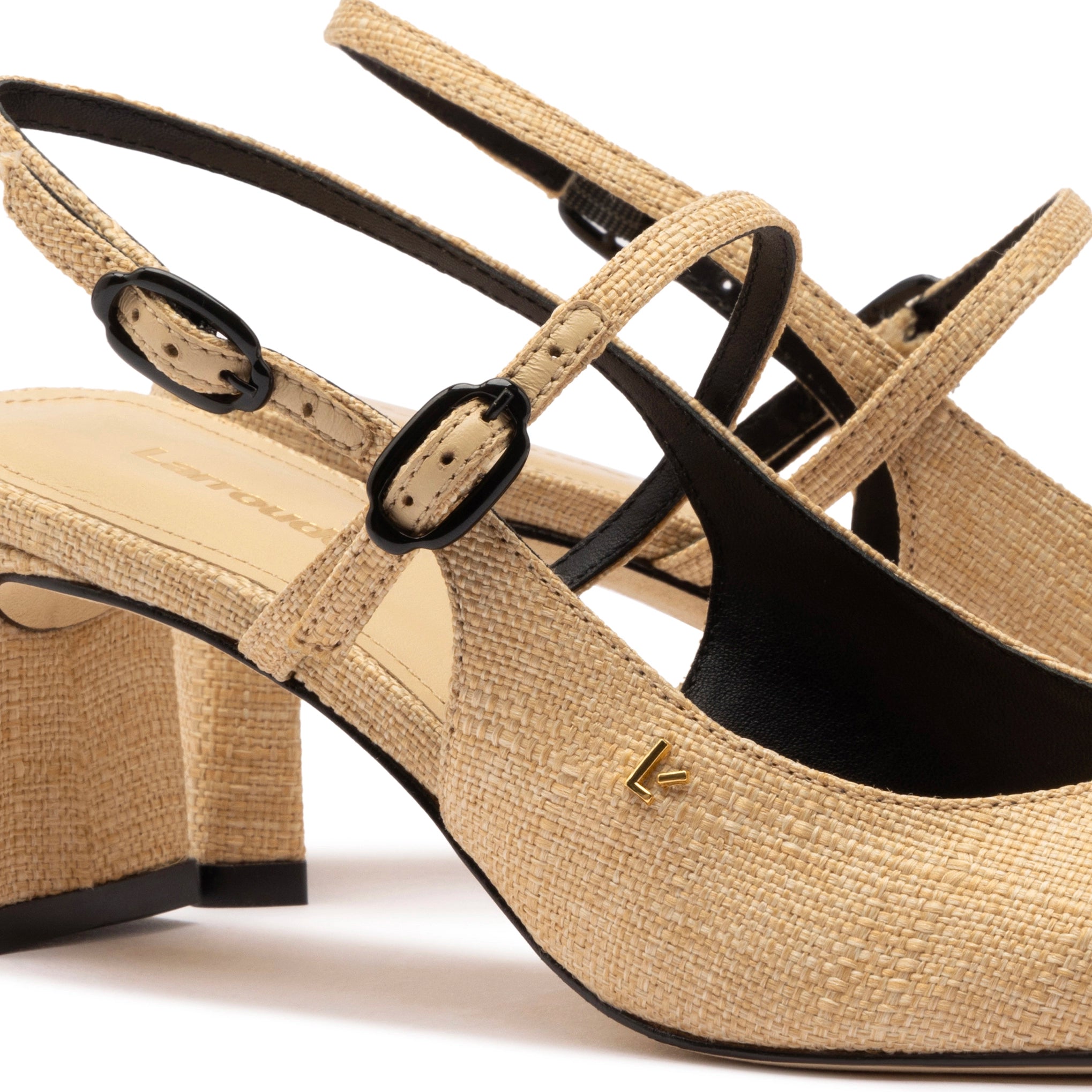 Georgina Pump In Beige Raffia and Black Trimming