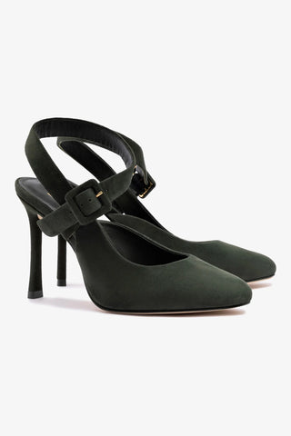 Deena By Larroudé Pump In Deep Olivine Suede