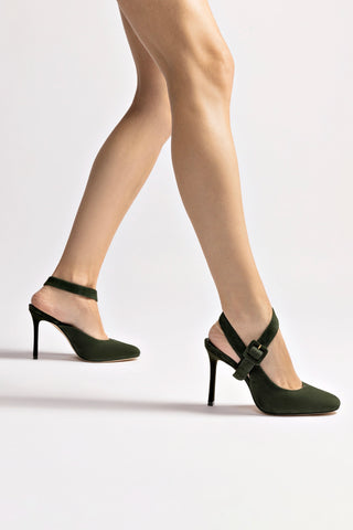 Deena By Larroudé Pump In Deep Olivine Suede