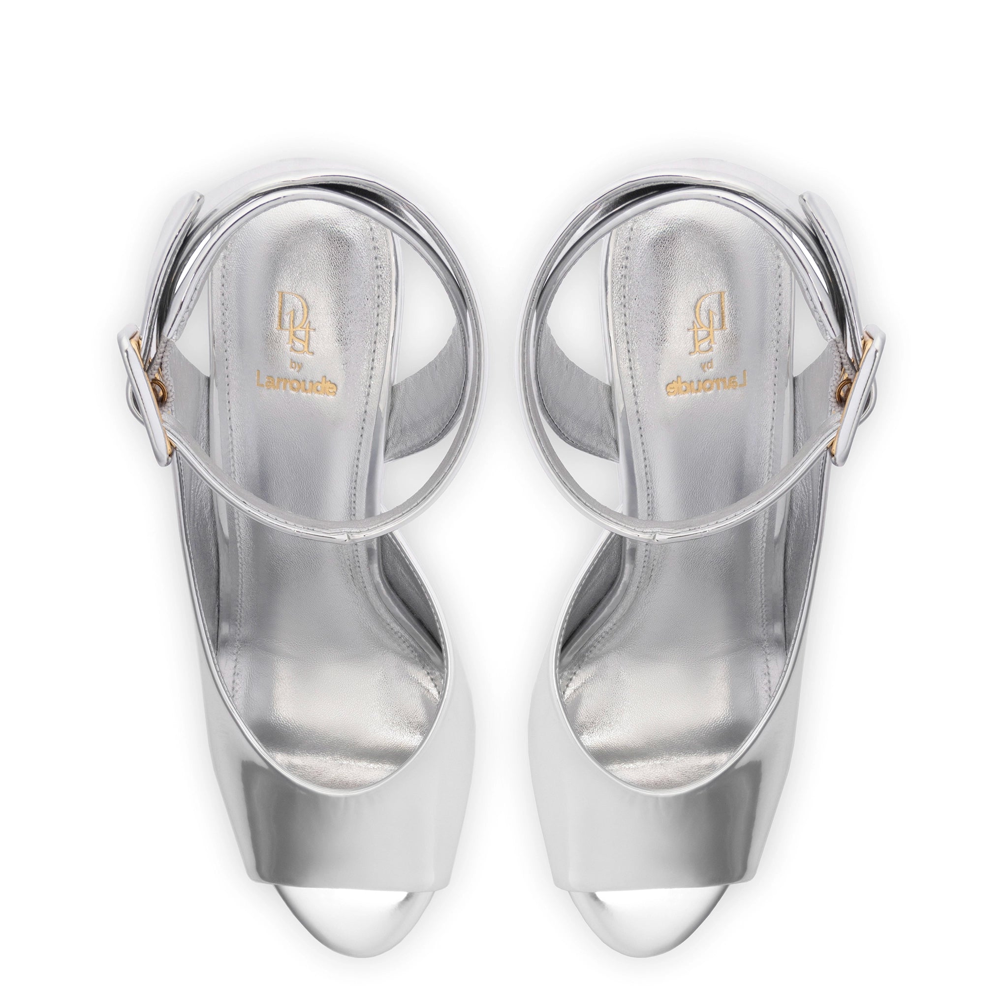 Deena By Larroudé Wedge Sandal In Silver Specchio