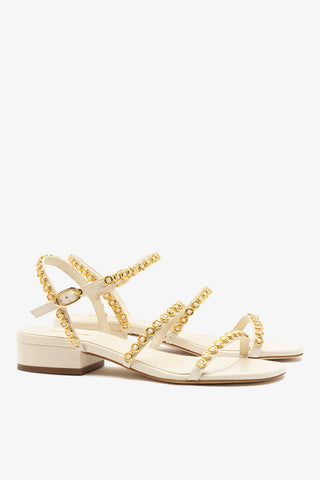 Milanina Flat Sandal In Ivory Leather
