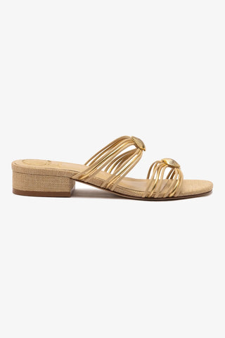 Shelly Flat Mule In Beige Raffia