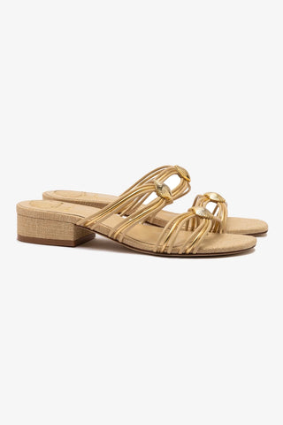 Shelly Flat Mule In Beige Raffia