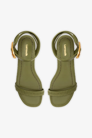 Verona Flat Sandal In Seaweed Leather
