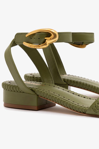 Verona Flat Sandal In Seaweed Leather