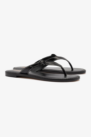 Mary Kate Flat Sandal In Black Leather