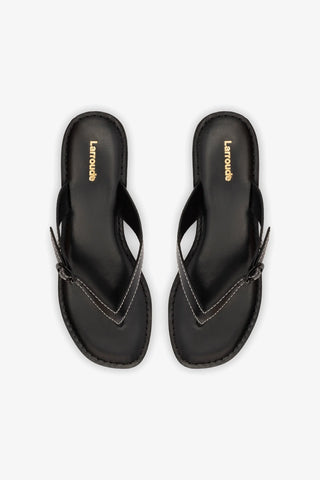 Mary Kate Flat Sandal In Black Leather