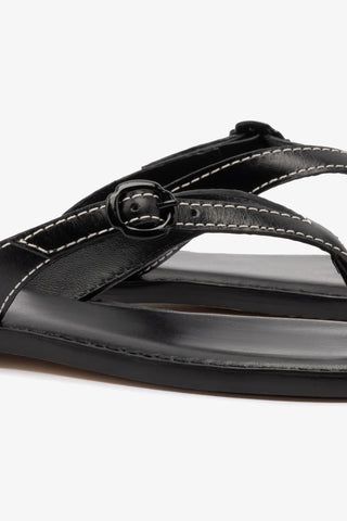 Mary Kate Flat Sandal In Black Leather