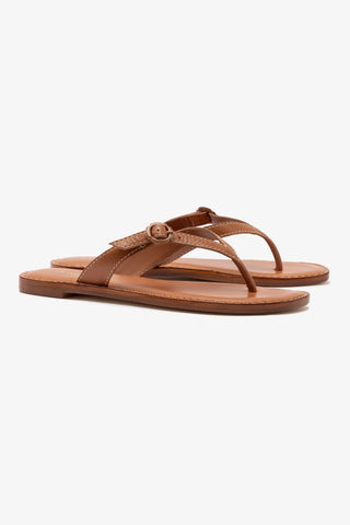 Mary Kate Flat Sandal In Caramel Leather