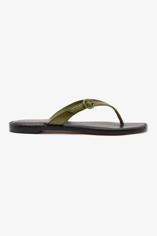 Mary Kate Flat Sandal In Seaweed Leather