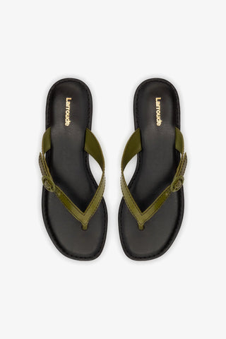 Mary Kate Flat Sandal In Seaweed Leather