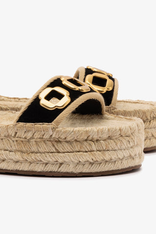 Milan Espadrille Flatform In Black Suede