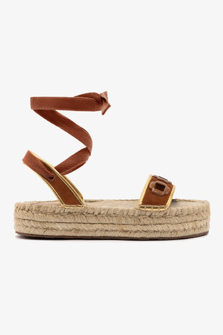 Milan Espadrille Flatform In Caramel Suede