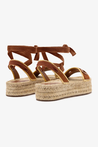 Milan Espadrille Flatform In Caramel Suede