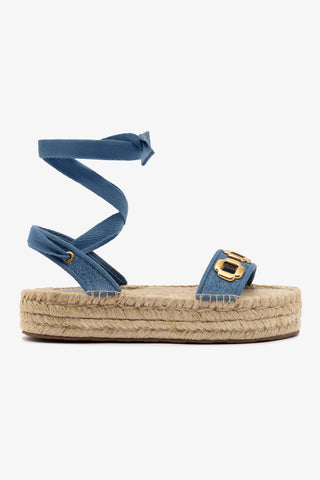 Milan Espadrille Flatform In Blue Stoned Denim