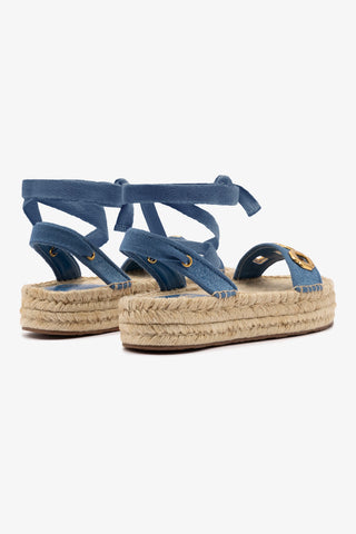 Milan Espadrille Flatform In Blue Stoned Denim