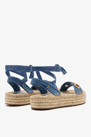 Milan Espadrille Flatform In Blue Stoned Denim