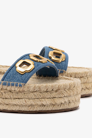 Milan Espadrille Flatform In Blue Stoned Denim