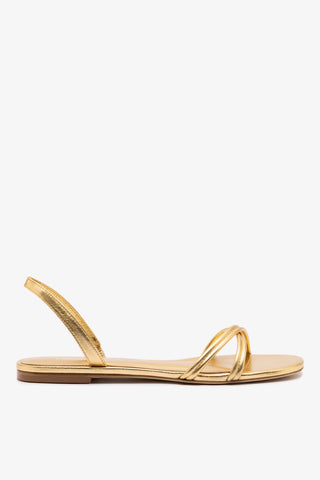 Annie Flat In Gold Metallic Leather