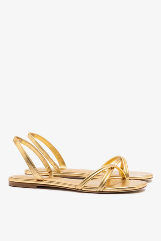 Annie Flat In Gold Metallic Leather