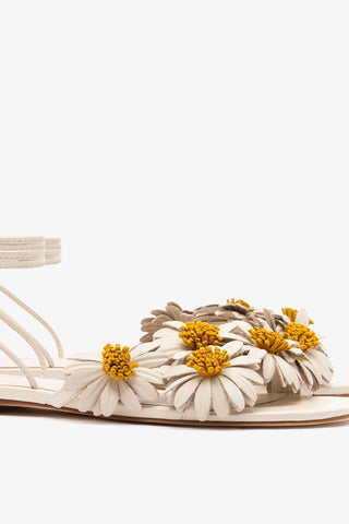Fiore Flat Sandal Ivory Leather Sandal Larroudé