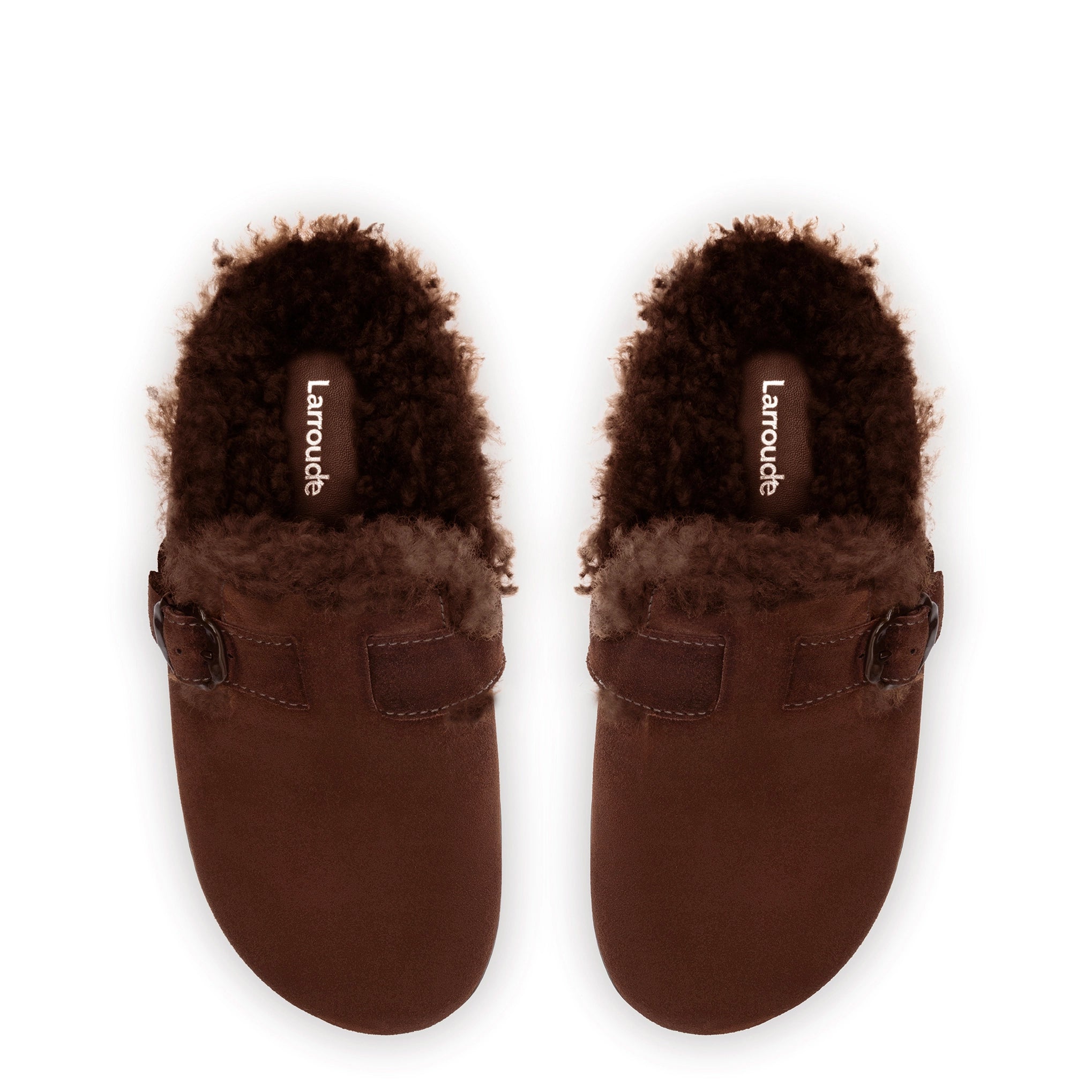 Milan Fur Clog In Brown Suede