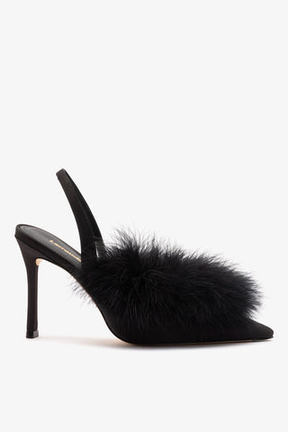 Plume Pump Black Satin Pump Larroudé