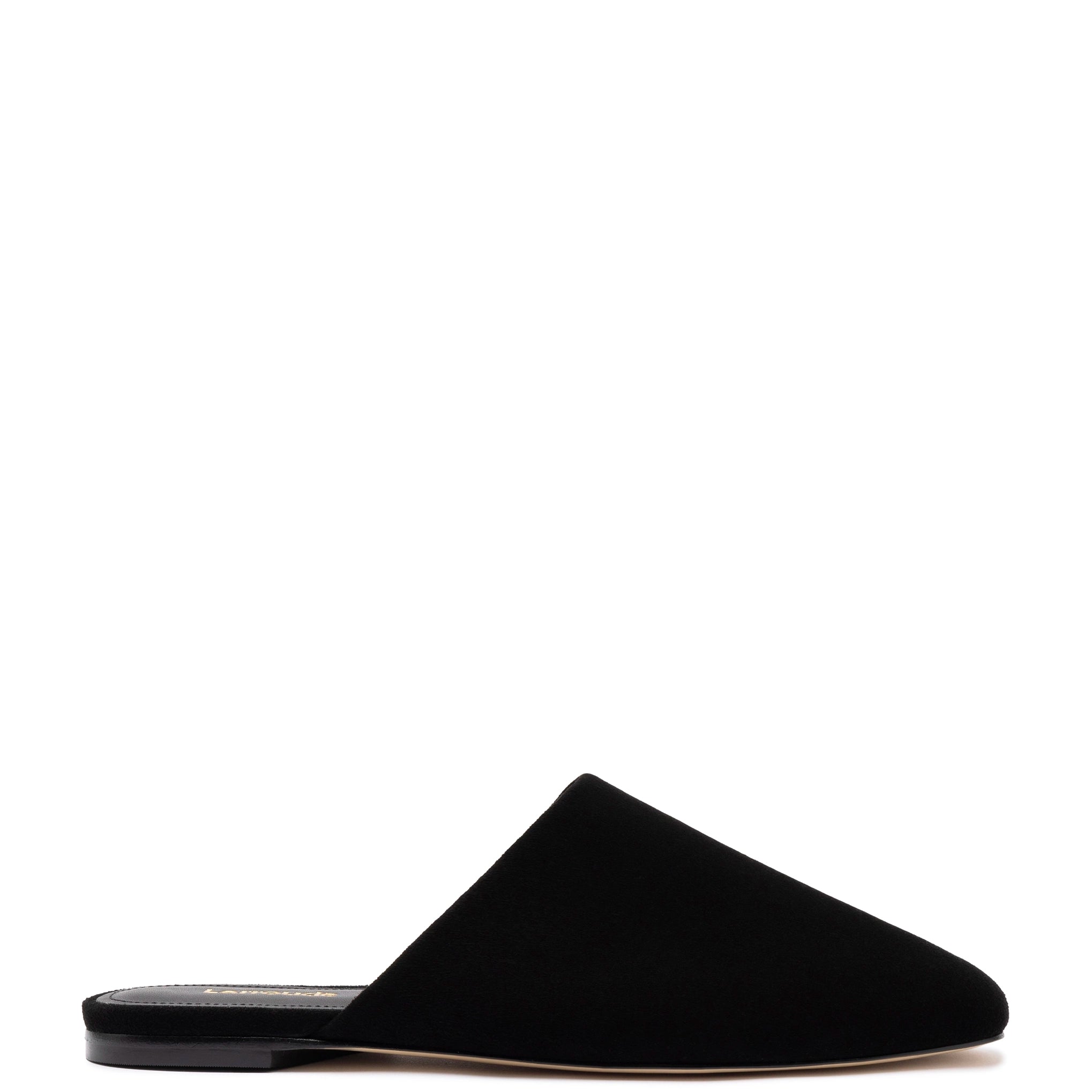 Venice Flat Mule In Black Suede Flats Larroude