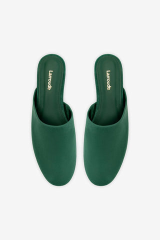 Venice Flat Mule and Pouch Kit In Emerald Suede