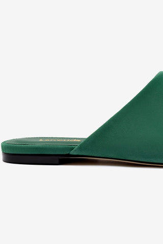 Venice Flat Mule and Pouch Kit In Emerald Suede