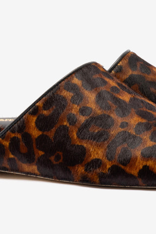 Venice Flat Mule In Leopard Print Calf Hair