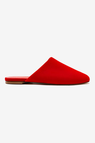 Venice Flat Mule and Pouch Kit In Scarlet Suede